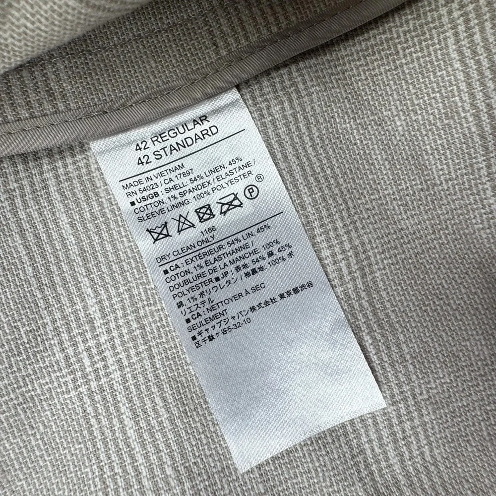 Banana Republic Tailored Fit Sport Coat Blazer Sz 42R Linen Beige Glen Check New